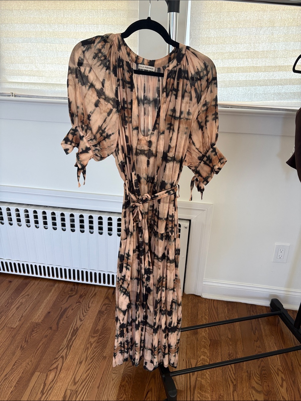 Ulla Johnson Tie-Dye Peach & Black Wrap Maxi Dress